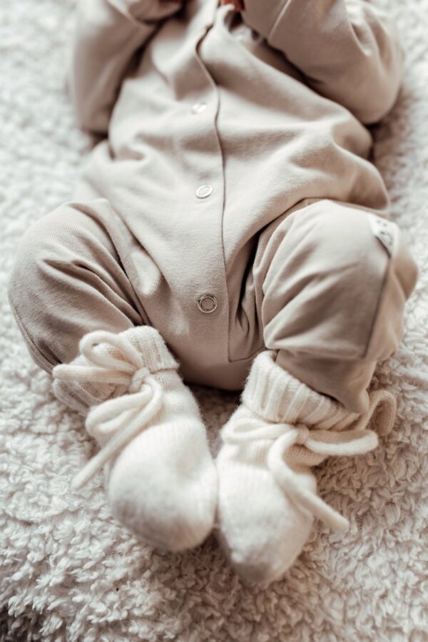 Merino wol sloffen - off white - baby sloffen - newborn sokken
