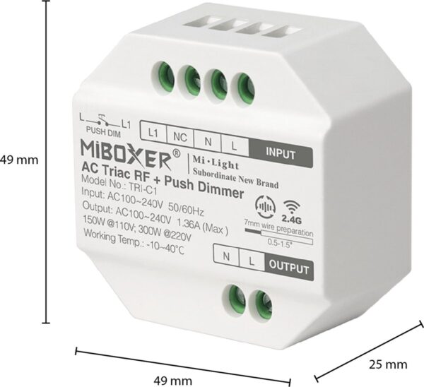 Mi Boxer - Draadloos - Ontvanger - AC Triac - RF - Push - Dimmer