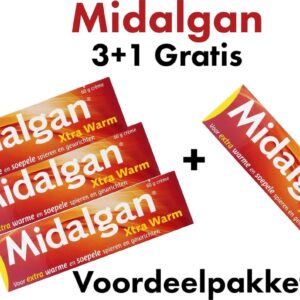 Midalgan Extra Warm - 4x60 gr - Crème - Soepele Gewrichten - 4 stuks - 3+1 Gratis - Voordeelpakket