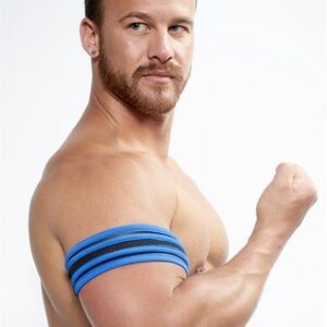 Mister b neoprene biceps band black blue l-xl