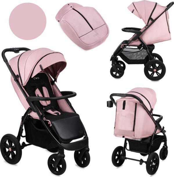 MoMi Wandelwagen - Comfortabele Buggy - Miya met XXL wielen & Zonnekap - Roze (geschikt van 6mnd - 22kg)