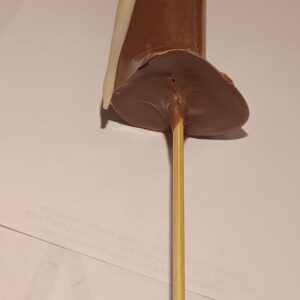 Moederdag - Chocanette - Erotische chocolade-figuur penis/piemel op een stokje - Melk/wit - Hoogte 11,5 cm - Vol