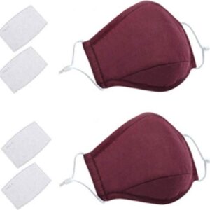 Mondkapje met filter 2 stuks Herbruikbaar gezichtsmasker met filter - Ademend, wasbaar en verstelbaar gezichtsmasker - PLUS X6 PM2.5-filters - Unisex (rood)