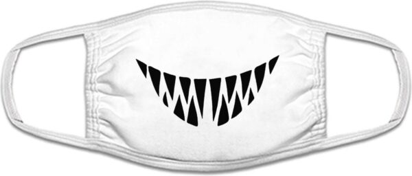 Monster teeth mondkapje | monster | gebit | tanden | tandarts | gezichtsmasker | bescherming | bedrukt | logo | Wit mondmasker van katoen, uitwasbaar & herbruikbaar. Geschikt voor OV