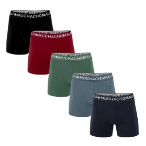 Muchachomalo Boxershorts Solid Navy Grey/Blue/Army Red/Black 5-pack-S