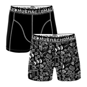 Muchachomalo Men Boxershorts 2- Pack Iconic Art Print/Black + Gratis Iconic Art Sokken