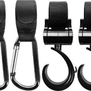 Multifunctionele haak- 4 stuks - Stroller straps - Buggy haak - Tassenhanger - Karabijnhaak - Kinderwagen tassenhaakjes - Haakjes voor tassen - Buggy haakjes