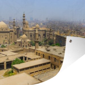 Muurdecoratie Felle zon schijnt over de gebouwen in de Egyptische stad Caïro - 180x120 cm - Tuinposter - Tuindoek - Buitenposter