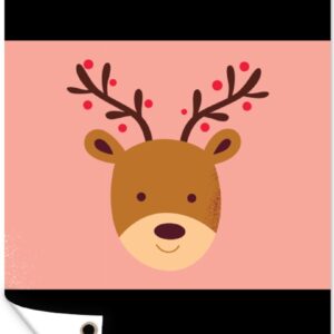 Muurdecoratie Rendier - Kerst - Roze - Kerstmis - Winter - 120x180 cm - Tuinposter - Tuindoek - Buitenposter