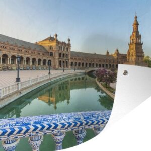 Muurdecoratie Sevilla - Paleis - Zonsondergang - 180x120 cm - Tuinposter - Tuindoek - Buitenposter
