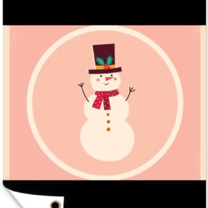 Muurdecoratie Sneeuwpop - Quotes - Kerst - Merry christmas - Roze - Winter - 120x180 cm - Tuinposter - Tuindoek - Buitenposter