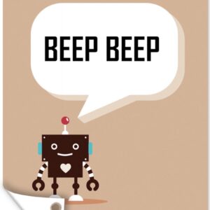 Muurdecoratie Spreuken - Quotes - Beep beep - Robot - Hart - Kids - Jongens - 120x180 cm - Tuinposter - Tuindoek - Buitenposter