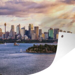 Muurdecoratie Zonnestralen schijnen op de Australische stad Sydney - 180x120 cm - Tuinposter - Tuindoek - Buitenposter
