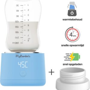 MyBambini's Bottle Warmer Pro™ - Draagbare Baby Flessenwarmer voor Onderweg - Blauw - Geschikt voor Tommee Tippee