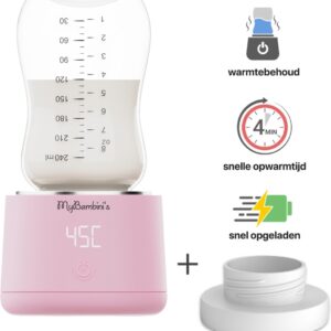 MyBambini's Bottle Warmer Pro™ - Draagbare Baby Flessenwarmer voor Onderweg - Roze - Geschikt voor Comotomo, Olababy, Haakaa & Boon