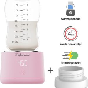 MyBambini's Bottle Warmer Pro™ - Draagbare Baby Flessenwarmer voor Onderweg - Roze - Geschikt voor Tommee Tippee