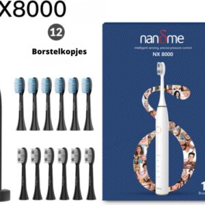Nandme NX8000 Smart Sonic Elektrische Tandenborstel - Oplaadbaar - 12 Extra Borstels - ZWART