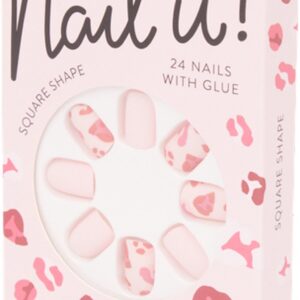 Nepnagels - Kunststof - Roze - 24 Nagels met Lijm - Square Shape - Plak nagels - kunstnagels - Sparkle Nails
