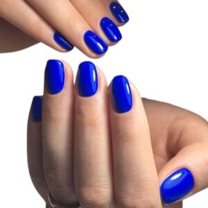 Nepnagels met Lijm - Nepnagels Blauw - Nep Nagels Blauw - Gekleurd - Kort - Plaknagels - Koningsblauw - High Gloss - Square - Press on Nails - Nepnagels - Nagellijm
