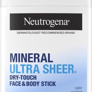 Neutrogena - Ultra Sheer Face & Body Mineral Sunscreen Stick - SPF 50 Face & Body - Mineral Sunscreen - 42g
