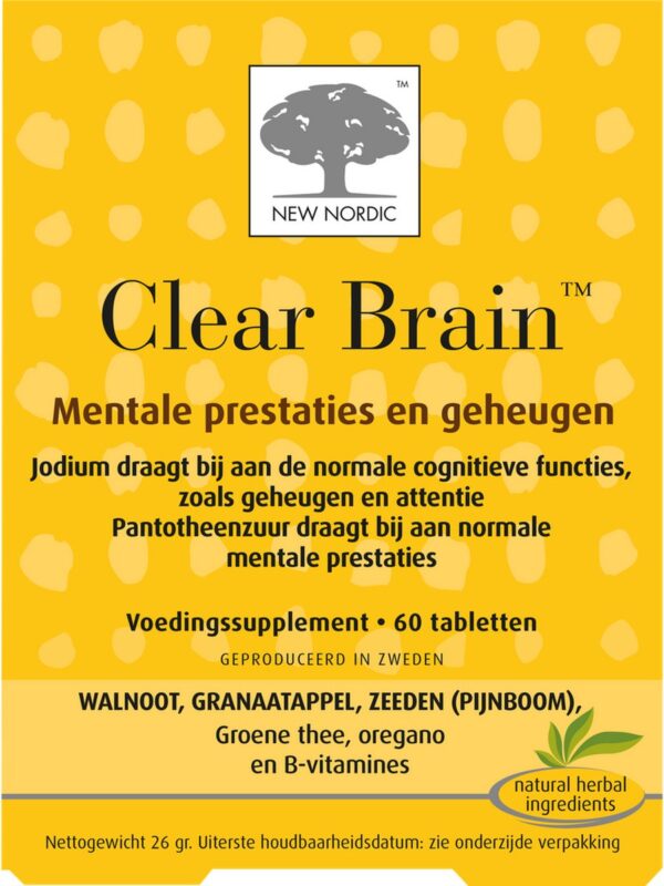 "New Nordic Clear Brain - Concentratie - Vegan voedingssupplement met jodium - 60 tabletten