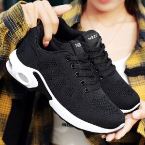 Nezr® Sneakers On Air - Sneakers Dames - Wandelschoenen - Loopschoenen - Sportschoenen - Lichtgewicht en Comfortabel - Zwart - Maat 38 - Let op: valt klein