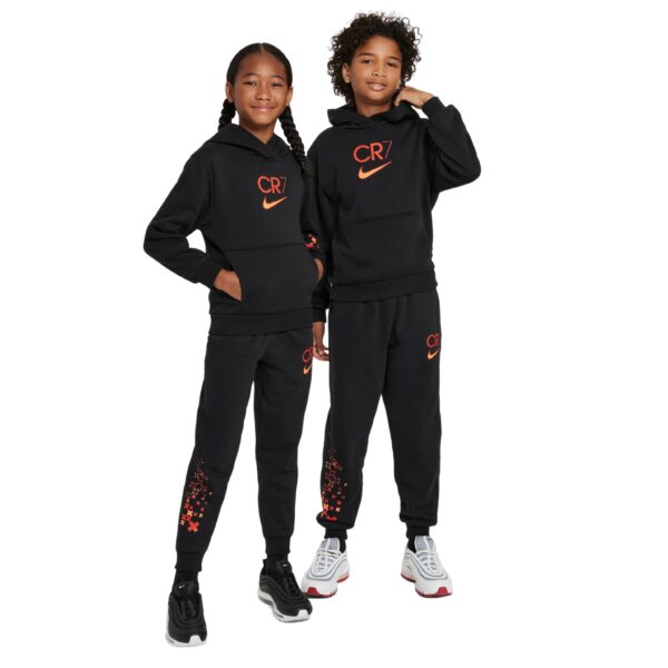 Nike CR7 Club Fleece Trainingspak Hooded Kids Zwart Felrood