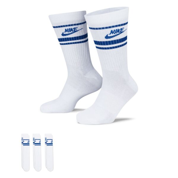 Nike Sportswear Everyday Essential Sportsokken 3-Pack Wit Blauw