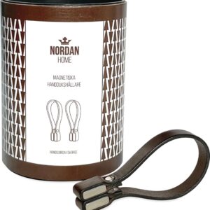 Nordan Home leren handdoeklus met magneet - Bruin - 2 stuks