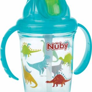 Nûby - Drinkbeker - Flip-It Antilekbeker met Handvatten - Aqua - 240ml - 12m+