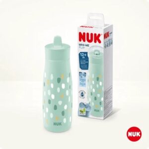 Nuk Mini-Me Flip Cup drinkfles - met bijtvaste drinktop 450 ml - stippen - mint- 12+ m