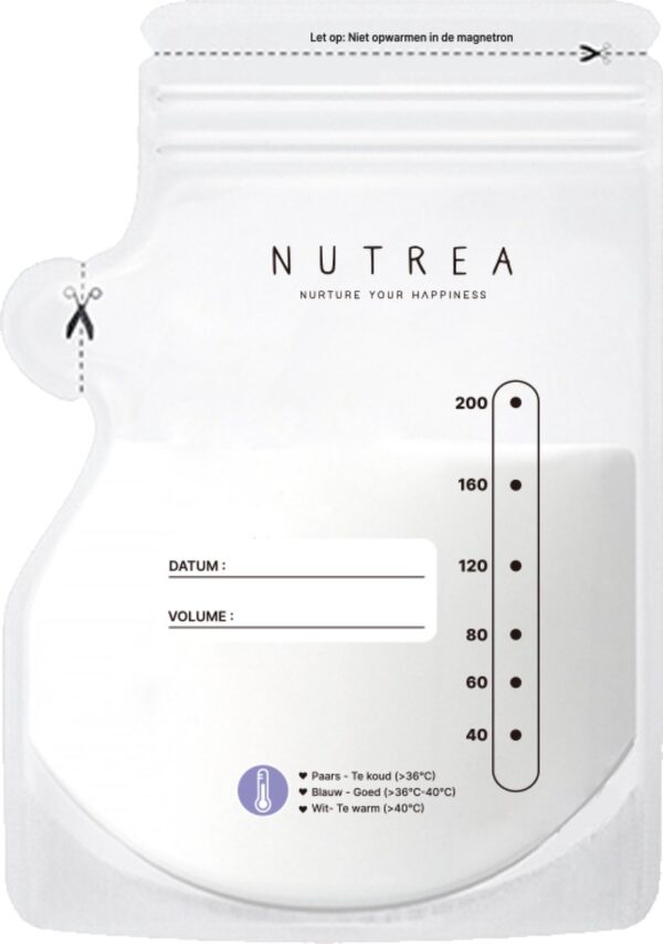Nutrea - 150 Stuks - Moedermelk Bewaarzakjes met Schenktuit - 200 ml - Borstvoeding Bewaarzakje