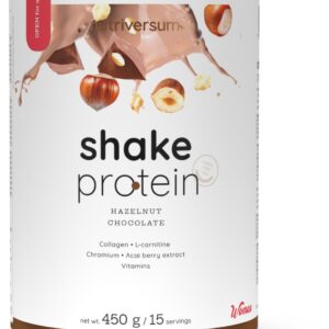 Nutriversum | Shake protein | Hazelnoot chocolade | 450gr | Eiwitten met Collageen | Vrouwen | Supplement |komt voor in spieren | belangrijk bij algehele gezondheid | evenwichtige voeding | ondersteuning Lichaam functies | Immuunsysteem | Nutriworld
