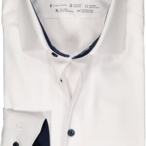 OLYMP 24/7 modern fit overhemd - herringbone - wit (contrast) - Strijkvriendelijk - Boordmaat: 46