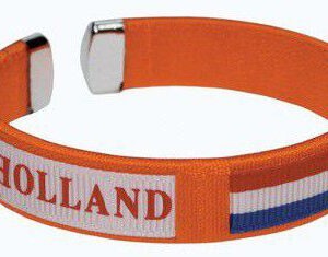 Oranje armband met tekst Holland en Nederlandse vlag