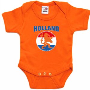 Oranje fan romper voor babys - Holland met oranje leeuw - Nederland supporter - Koningsdag / EK / WK romper / outfit 56
