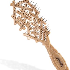 Organische Ontklit Haarborstel voor Vrouwen, Mannen & Kinderen - Trekt niet aan het Haar - Stijlende Borstel voor Krullend Haar of Steil & Nat - Unieke Nest Haarborstel