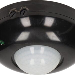 PIR bewegingssensor binnen voor lamp - Bewegingsmelder plafond - Motion sensor 360° - Doorgangsmelder 2000 Lux - Zwart