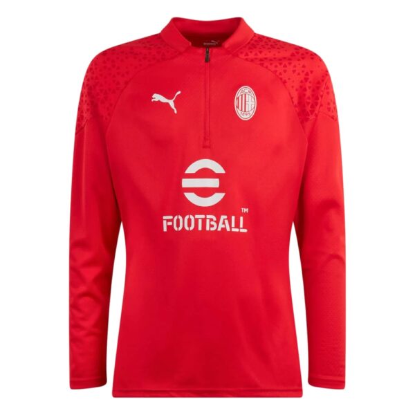 PUMA AC Milan Trainingstrui 1/4-Zip 2023-2024 Kids Rood Wit