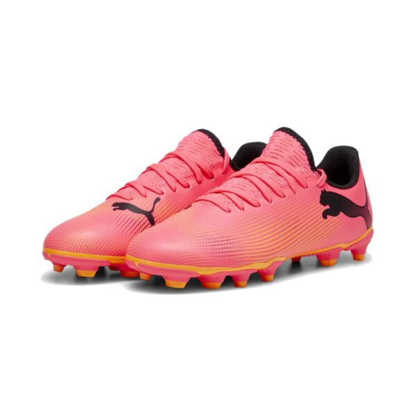 PUMA Future 7 Play Gras / Kunstgras Voetbalschoenen (MG) Kids Roze Zwart Oranje