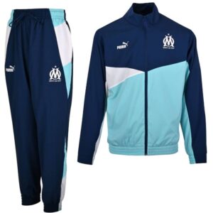 PUMA Olympique Marseille Woven Trainingspak 2023-2024 Donkerblauw Turquoise Wit