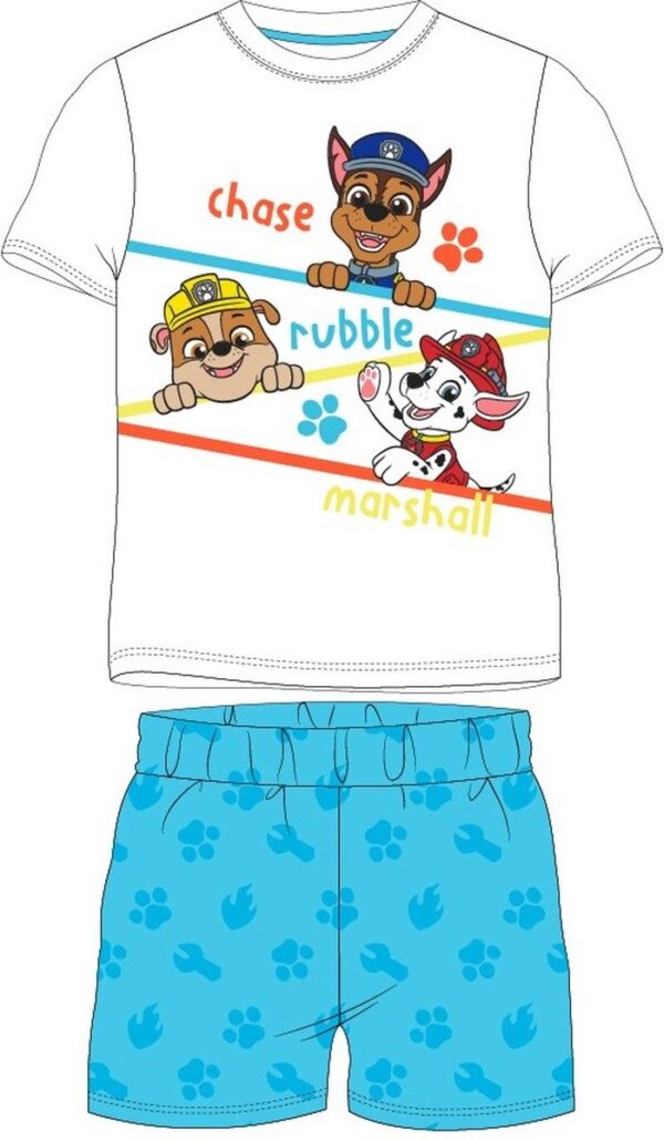 Paw Patrol shortama / pyjama team Patrol wit/blauw maat 128