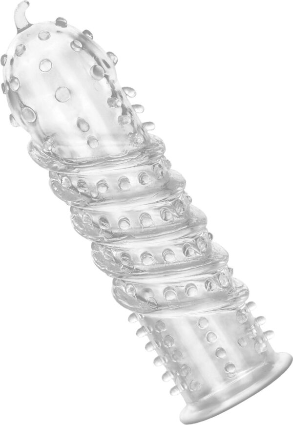 Penisschede met ribbel- en noppenstructuur, 15,5 cm