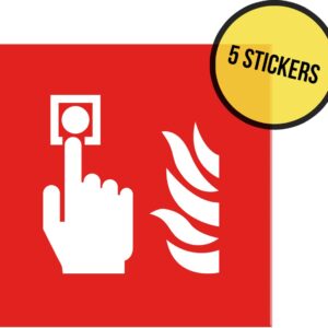 Pictogram/ sticker | 10 x 10 cm | Brandalarm knop | Noodgeval | Openbaar gebouw | Brandweer | Noodsituatie | Drukknop | Alarm | Brandalarm | Alarmcentrale | Brand | 5 stuks
