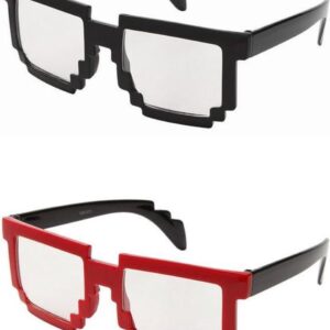 Pixel bril zwart of rood per stuk