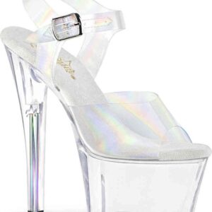 Pleaser - SKY-308N-RBH Sandaal met enkelband, Paaldans schoenen - Paaldans schoenen - 36 Shoes - Transparant