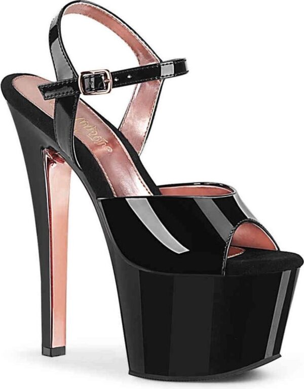Pleaser - SKY-309TT Sandaal met enkelband, Paaldans schoenen - Paaldans schoenen - 44 Shoes - Zwart/Roze