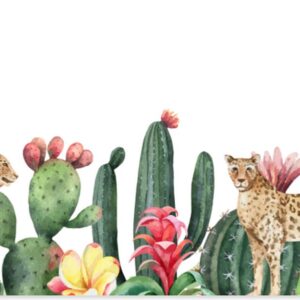 Poster Luipaard - Planten - Waterverf - Meisjes - Kinderen - Jongens - Kids - 120x60 cm - Poster Babykamer