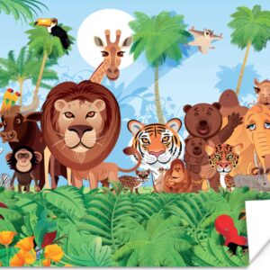 Poster Tropisch - Dieren - Natuur - Jongen - Meiden - Kind - 160x120 cm XXL - Poster Babykamer
