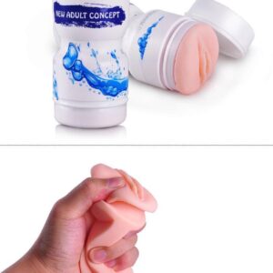 Power Escorts - Masturbator Cup - Kunst Kut - Kunst Vagina - Speeltjes voor Mannen - Pocket Pussy - White blue - BR25 - beige